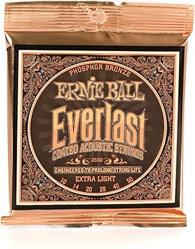 Ernie Ball Everlast Extra Light - Cuerdas para guitarra acústica, bronce fosforado, revestidas, calibre 10-50 | Ya disponible en tu tienda friki favorita! En mundofriki.es!