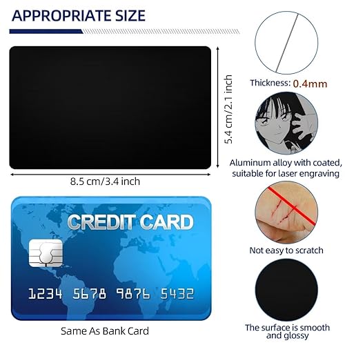 FONLAND 50pcs/Set 0.4mm Thickness Aluminum Metal Business Cards DIY Engraving Card Home Office Supplies Aluminum Blank Laser Blanks for Engraving(Black) - Image 3