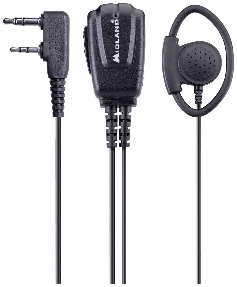 Midland - Microfono con Auricolare MA24-LK 2 Pin Kenwood, Cuffie con Filo Regolabile DX/SX Fissaggio Esterno, Auricolari con Clip Accessori Compatibile con Radio G10 Pro, G11 Pro, G13, CT590 S, CT990