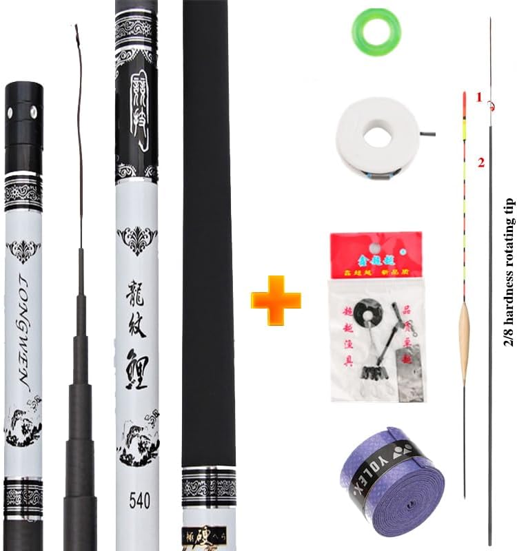 釣り竿 高炭素繊維 伸縮式パワーハンドポール 釣り竿 ロングウェン 3.6M-10M ストリームロッド 鯉 フナ 各種魚用 スピニン