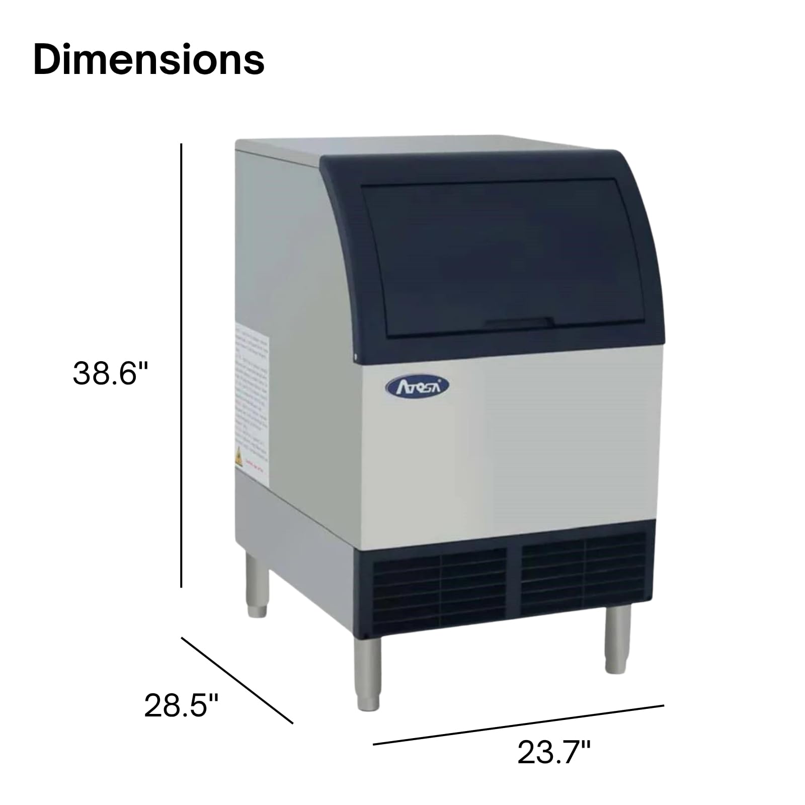 Atosa YR280-AP-161 Commercial Kitchen Ice Maker Machine Production Capacity up to 283-lb/24 Hours, 88 lb Storage bin on Fridge.com
