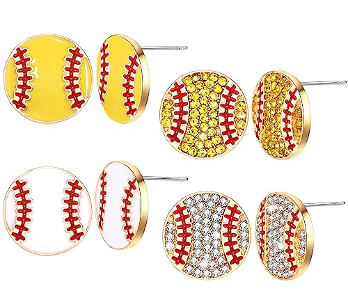 Rhinestone Baseball Softball Stud Earrings for Women Sparkly Crystal CZ Basketball Football Volleyball Soccer Earrings Zinc crystal