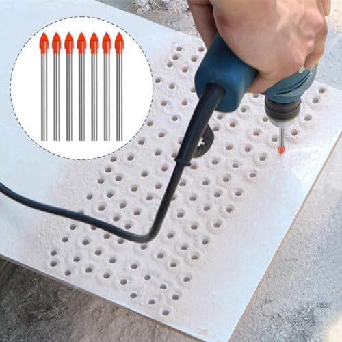 TIMESETL 20Pcs Glass Drill Bit 6mm Tile Drill Bit 3/16" Round Shank Spear Head Drill Bit for Glass Tile Ceramic Mirror Porcelain Marble 6 TIMESETL 20Pcs Glass Drill Bit 6mm Tile Drill Bit 3/16" Round Shank Spear Head Drill Bit for Glass Tile Ceramic Mirror Porcelain Marble - Image 6
