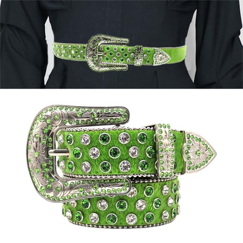 Waist Belt Glinting Crystal Green Punk Waist Chain Heavy Duty Jeweled Rhinestones Street Dance Jeans Belt2