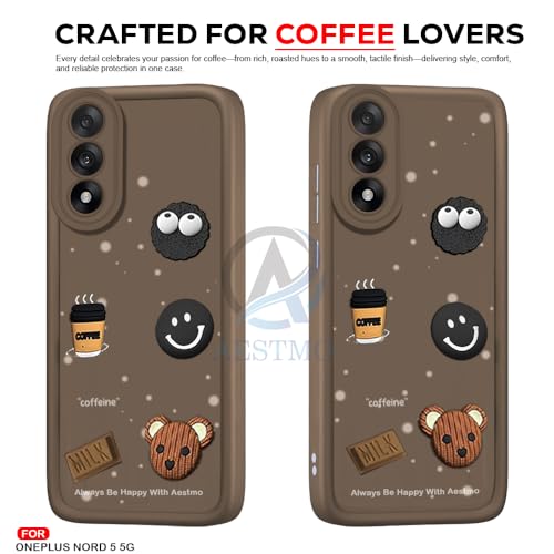 Image of AESTMO Back Case Cover for OnePlus Nord 5 5G Cover | Cute Fun Cartoon 3D Ball | Coffee Silicone Case | Full Body Protection | Camera Protection Back Cover for OnePlus Nord 5 5G (Brown)