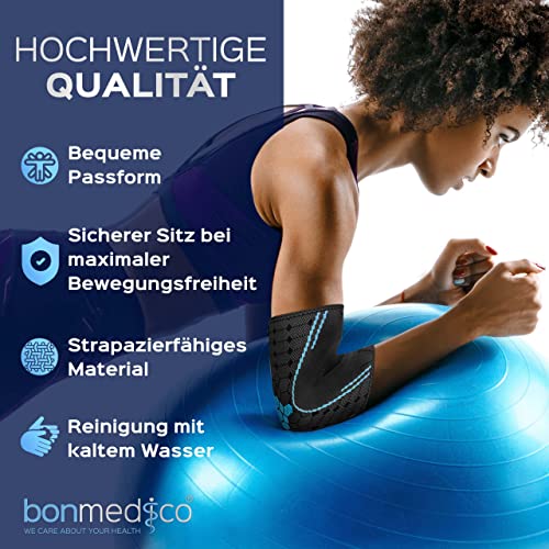 bonmedico Ellenbogenbandage, Tennisarmbandage, Ellenbogenbandage für Damen und Herren - 1 Stück, Grau, M