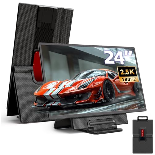 Image of 24 inch 180Hz Gaming Monitor, 2.5K 2560x1440 QHD Fast IPS 112.5% sRGB Large Portable Monitor, Height & Rotation Adjustable Stand Type-C HDMI Eye Care External Screen for Laptop Phone PS4&5 Switch Xbox