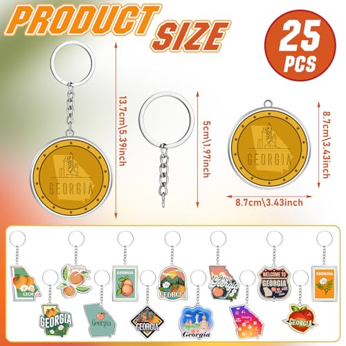 Image of Sureio 25 Pcs USA Souvenir Keychain Gifts Bulk Men California Los Angeles Texas Florida Chicago Silver Metal American Keyring