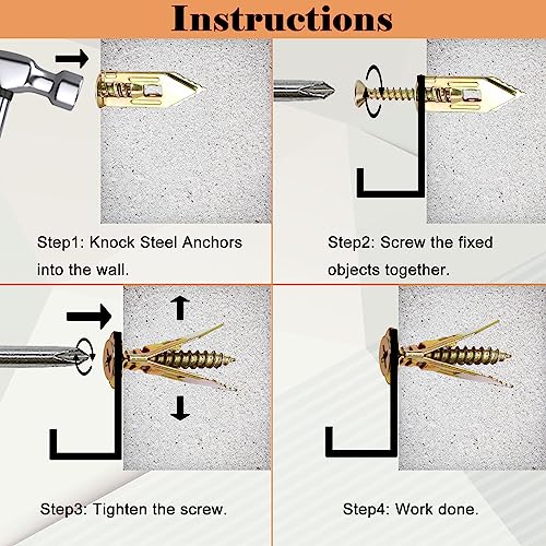 Image of 480 PCS Self Drilling Drywall Anchors Kit with Screws - 4 Sheetrock Anchors & 5 Screw Sizes (2026 Upgraded), No Drill Needed, Zinc Plated Steel and Plastic, Heavy Duty Wall Anchors