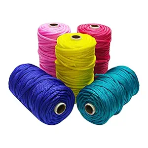 Boss poly Nylon Knot Beading Braided Thread Cord Rope, Thickness : 4 MM Approx : 150 m : Length 30 Meter Each Spool - Pack of 5 Pieces.(5Pcs Set)
