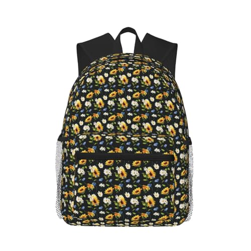 Sac à dos léger avec motif tournesols pour ordinateur portable et ergonomique
