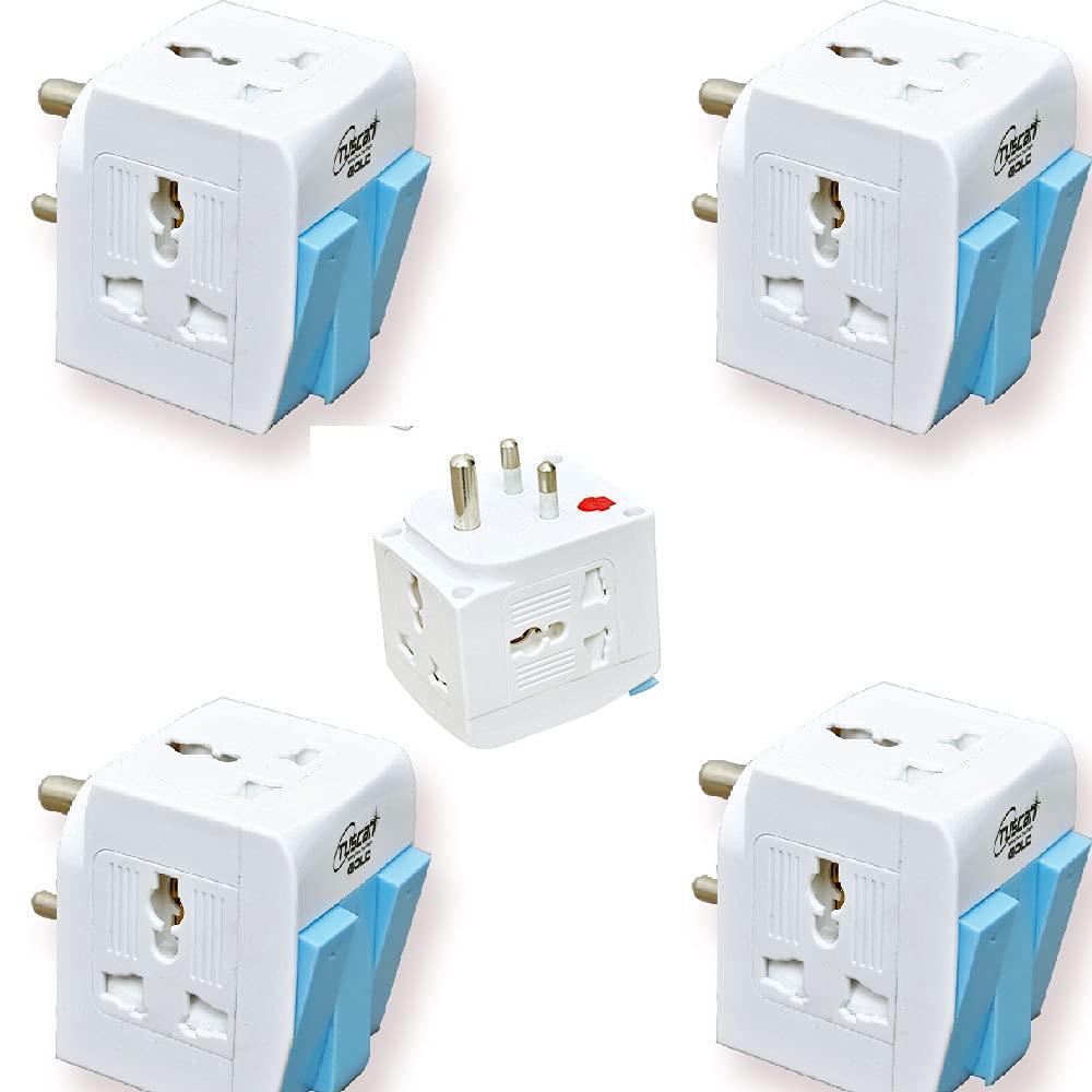 Buy HiPLASST (5 pcs) 3 Socket (5A250V) Universal Travel Adapter 3 Pin Multi Plug with