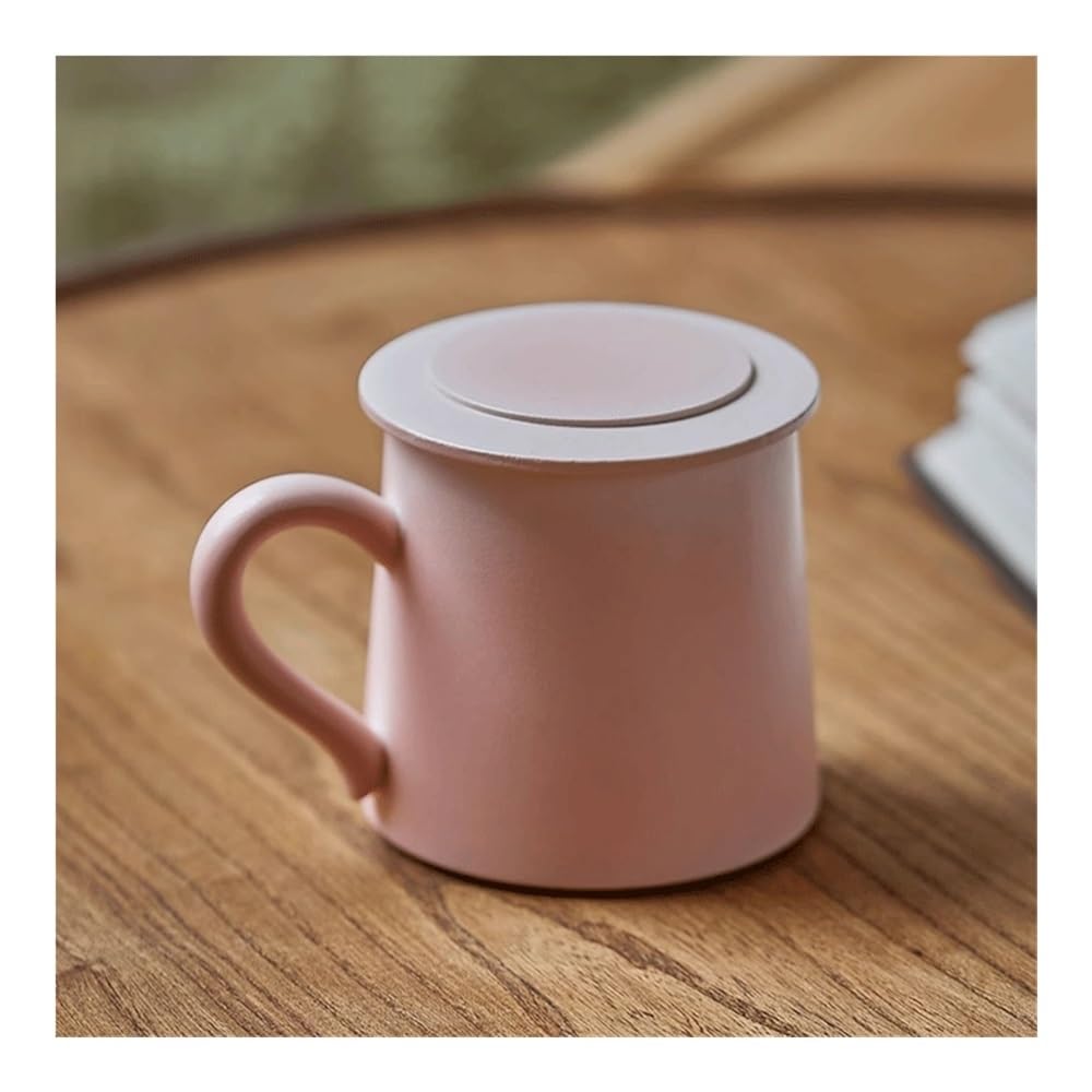 Filiżanki do kawy Różowy ceramiczny kubek do kawy z pokrywką, zestaw 1 szt. Pojemność 11,5 uncji Idealny do użytku domowego lub jako prezent dla przyjaciół