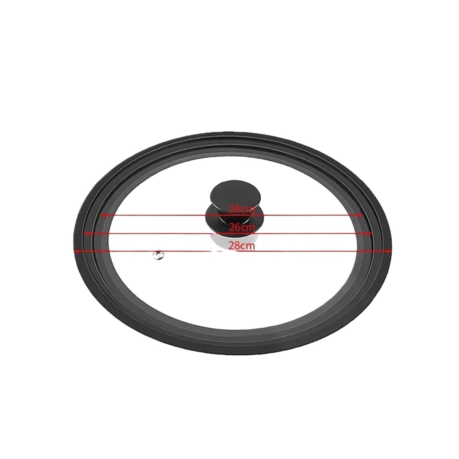 16-22-28-32cm Silicone Glass Covers Pans Skillets Multifunctional Adaptable Lids Stove Round Protector Caps Kitchen Accessories(Black 24-26-28cm)