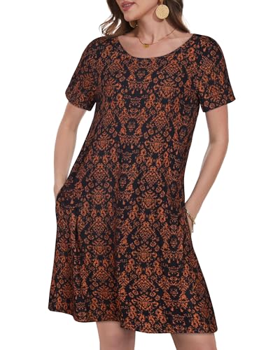Image of Summer Dresses for Women Casual Tshirt Short Sleeve Floral Sundress Beach Cover Ups with Pockets 2026