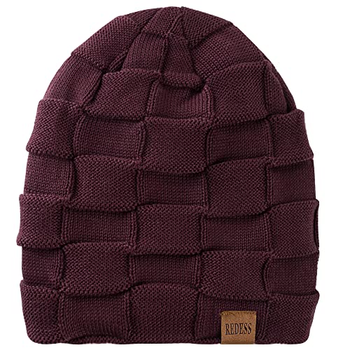 Image of REDESS Beanie Hat for Men and Women Winter Warm Hats Knit Slouchy Thick Skull Cap Acrylic Wool