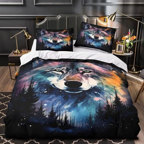 Parure de lit loup microfibre hypoallergique avec fermeture éclair