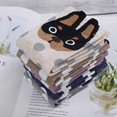 HONGXIN-SHOP Damen Socken Hund Motive Cartoon Tier Socken Baumwolle Socken 5 Paar