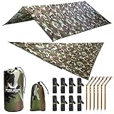 PURE HANG Premium Zeltplane Tarp 3x3 für Hängematte Outdoor Camping 100% Wasserdicht mit Ösen Sonnensegel Strand Ultra-Leicht Sonnenschutz UV Schutz Regenschutz