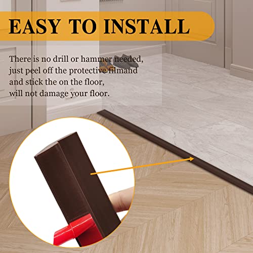 Bnell Carpet & Floor Edging Trim Strip,Self Adhesive-Pvc Floor Transition Strip,Thresholds For Doorways With A Height Less Than 3 Mm (6.56Ft_Brown) #TOP4