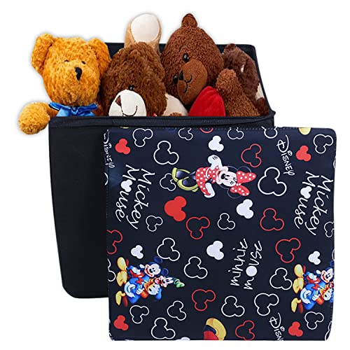 Image of Kuber Industries Disney Team Storage Stool - Lid Print | Sitting Stool For Living Room | Storage Box For Toys| Black