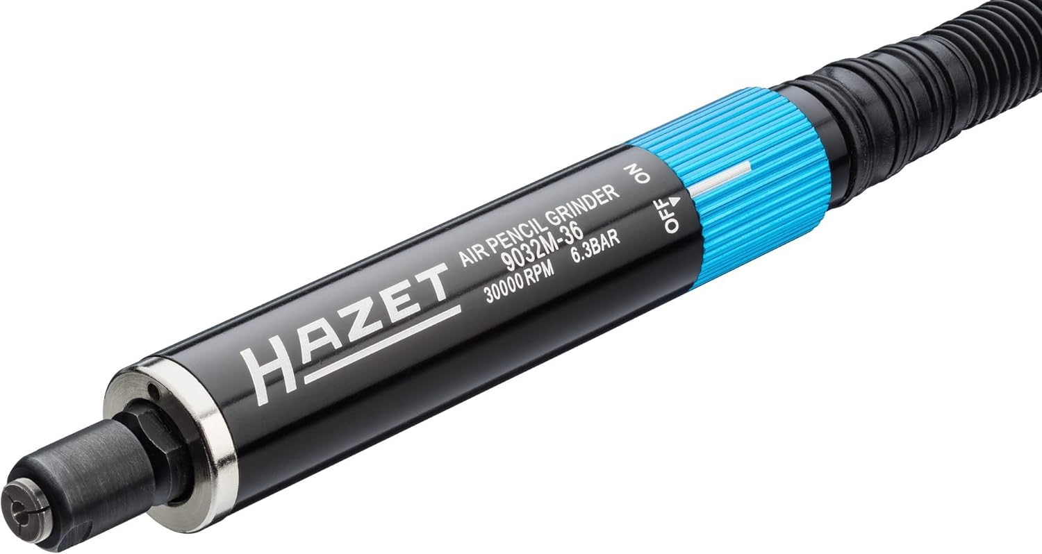 HAZET Mini-meuleuse à tige 9032M-36 I modèle droit, filetage intérieur 12,91 mm (1/4"), fiche d'accouplement incluse I usinage précis de pièces dans des espaces restreints