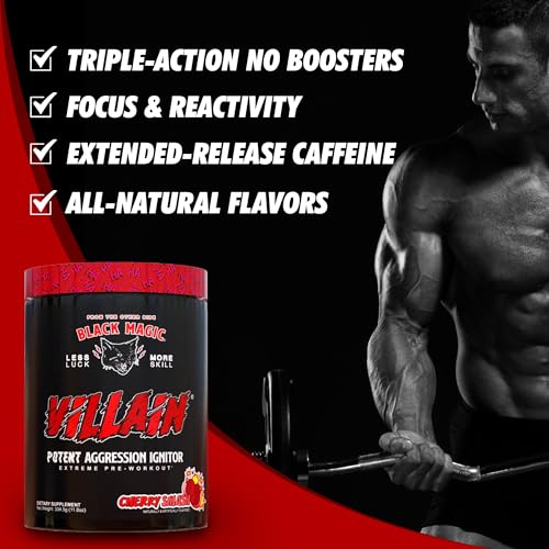 Image of Worldwide Nutrition Bundle Compatible with Black Magic Supply Cherry Smash Villain High-Stim Nootropic Pre Workout - Beta-Alanine, L-Tyrosine, & Caffeine - 25 Servings with Multi-Purpose Keychain