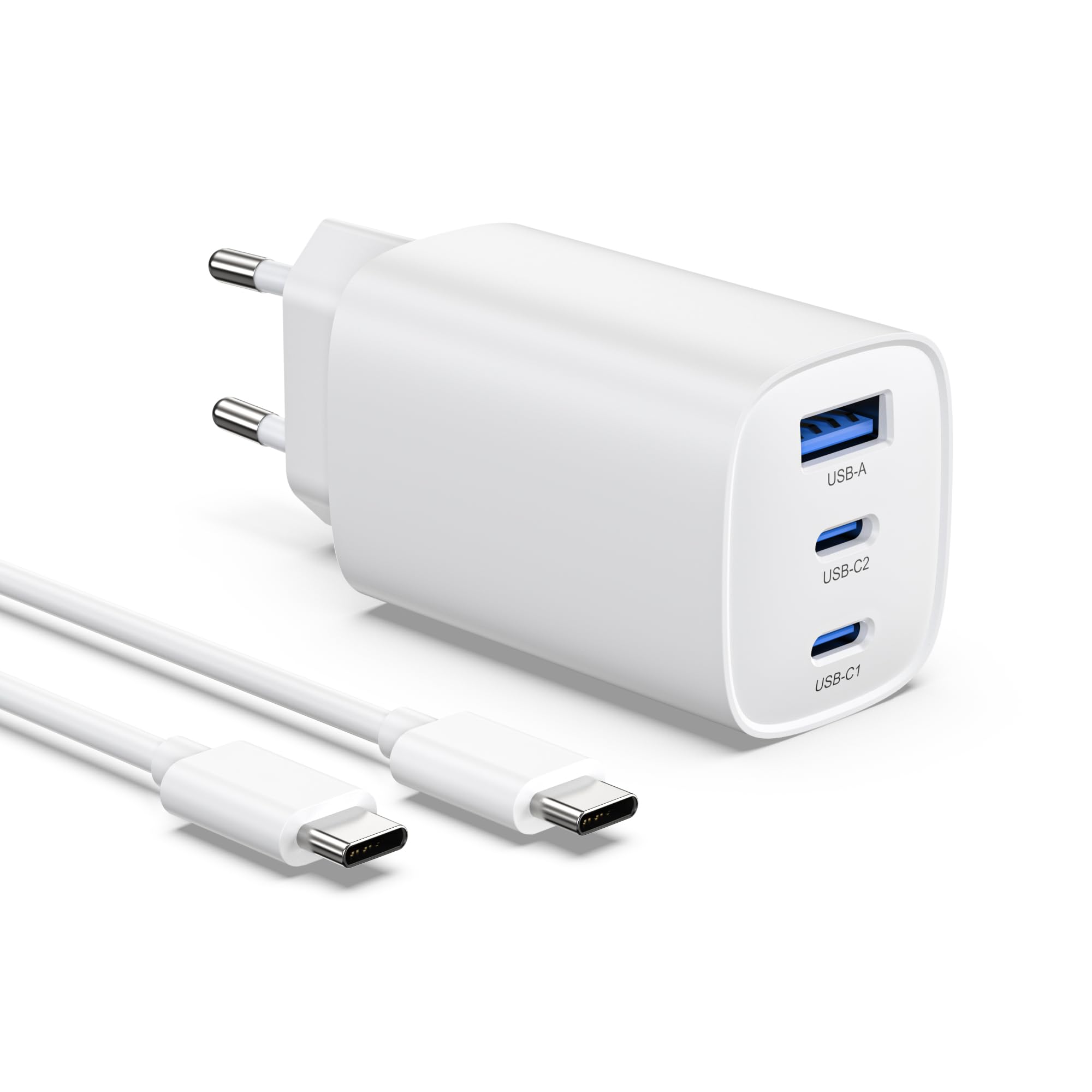 USB C oplader 65 W 3-poorts voeding snellader met intrekbare