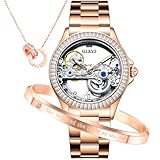 Ensemble collier et bracelets tendance : cet ensemble est équipé d'un bracelet en acier inoxydable or rose et d'un délicat collier de diamants, qui peut être porté en diverses occasions, vous évitant ainsi d'avoir à assortir. Hautement recommandé comme cadeau pour la fête des mères, la Saint-Valentin, Noël, un anniversaire, un anniversaire de mariage.