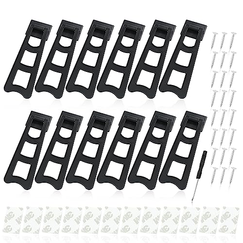 Litoexpe Lot de 12 supports de cadre photo en plastique, support adhésif noir, support de cadre avec 1 tournevis