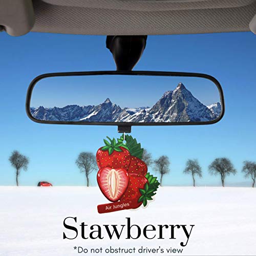 Air Jungles Car Air Fresheners Hanging 6 Count, Strawberry Car Scents Air Freshener, Natural Essential Oil For Car Fragrance, Air Fresheners With Odor Eliminator For Automotive, Home, And Office #TOP1
