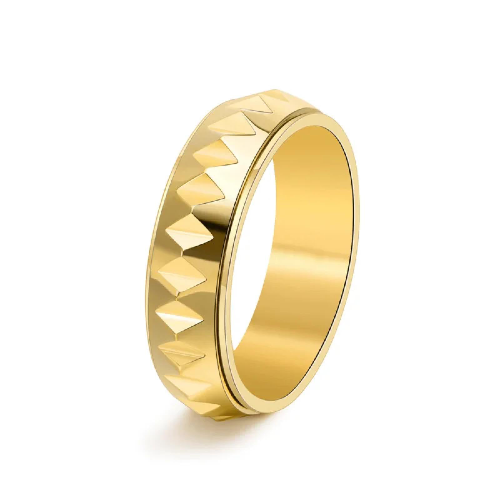Ring Ringe Damen Bijouterie Herren Men'S Rotating Ring Geometric Faceted Triangle Design Hypoallergenic Adjustable Band For Single Daily Wear