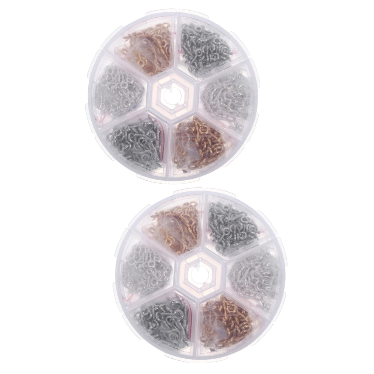 HOMSFOU 2sets Screw Eye Pin Hooks Flat Head Eye Clasp Hooks for Jewelry Accessories 750pcs*2