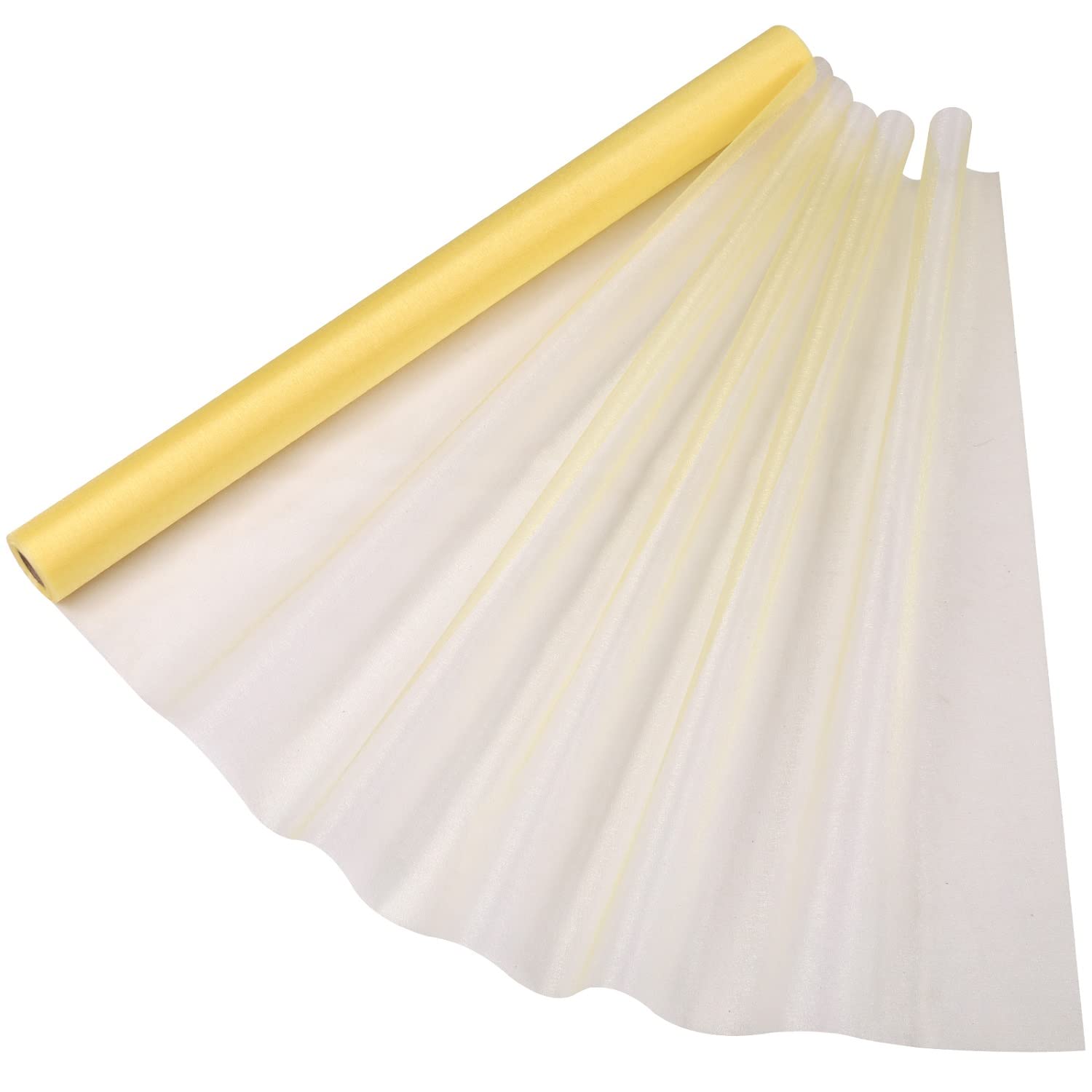 Trimming Shop 70cm x 15m Roll of Organza Sheer Fabric - Yellow