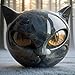 Luxury Black Cat Stone Sculpture, Elegant Home Décor & Gift-Ready Art Piece, Hand-Carved Crystals and Healing Stones Carved, Cute Decoration Gemstones Gifts for Cat Lovers Women Men (A)