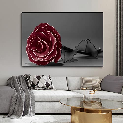 Toile rose et rouge KEBIA 80x110cm affiche florale sans cadre pour la décoration du salon