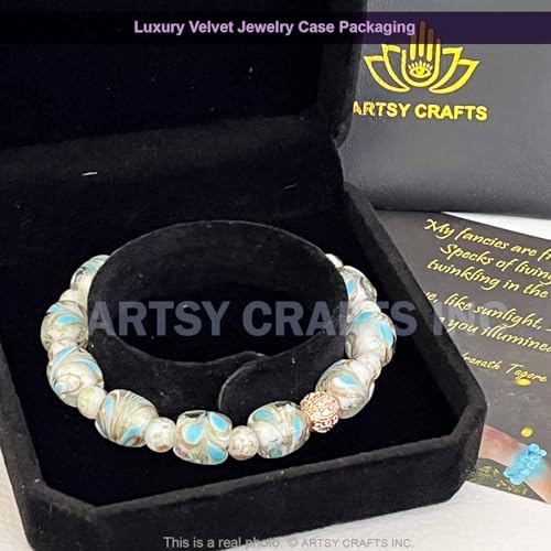 Glow in the Dark Firefly Bead Bracelets, Peacock Feather Murano Glass Jewelry for Women, Mermaid Luminous Crystals Trendy Bracelets Bangles Handmade in USA4