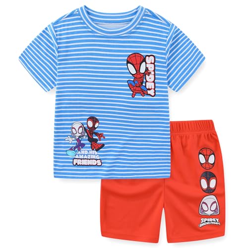 Marvel Spider-Man Miles Morales Ghost Spider Boys Short Sleeve T-Shirt and Mesh Short Set for Toddler and Big Kids
