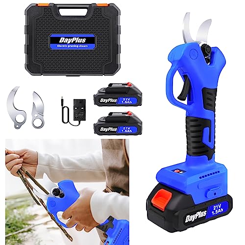 Tijeras de podar eléctricas con 2 x 21 V 1,5 Ah batería, diseño antifatiga, diámetro de corte 25 mm, tijeras de podar inalámbricas/tijeras de podar para jardinería y poda