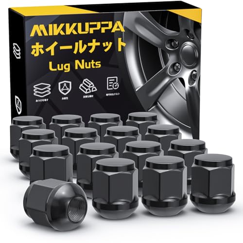 MIKKUPPA ホイールナット M12×P1.5 ホンダに適用 純正タイプ 球面座12R ショート ラグナット ブラック 19HEX 長さ25 mm 16個セット SCM合金鋼 袋タイプ タイヤナット