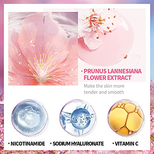 Beuking Sakura Face Lotion Moisturizing Essence For Shrink Pores Skin Daily Care, Toner Lotion Hydrating Repair Face Cream Vitamin C Serum Improve Skin Nourishing Facial Cream Softener Skincare #TOP4