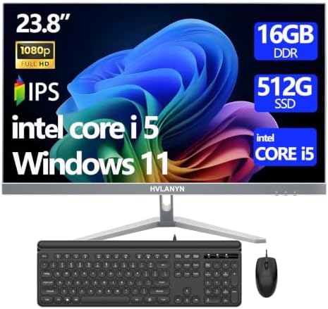 23.8-Inch Fhd All-in-One Desktop Compute,Core i5, 16GB DDR RAM,51...