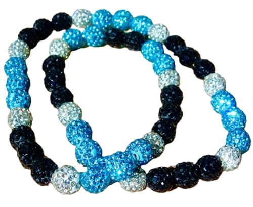 Sports Farm Pollyanna Disco Ball Rhinestone Baseball Necklace - Teal Black Silver