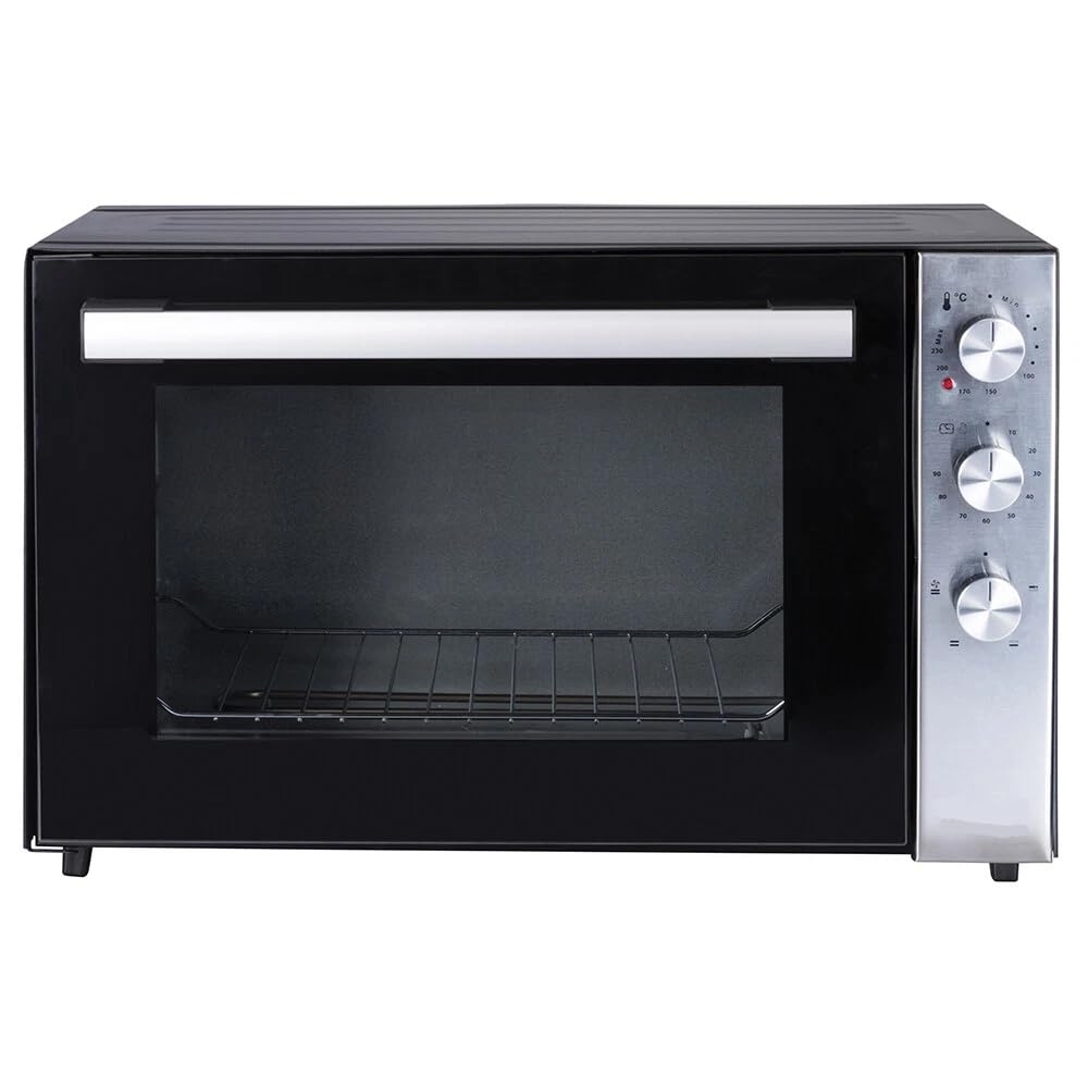 GrecoShop Forno - Fornetto Elettrico Ventilato 70L 2500W XXL, Alta Potenza, Timer e Termostato Regolabile, Cottura Uniforme, Inclusi 2 Teglie + 1 Griglia, Ideale per Pizza, Dolci e Arrosti