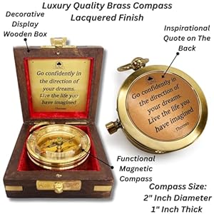 The dream chaser compass in wooden box 2025 graduation gifts for him college high school birthday gift idea for son boys daughter greeting card included inspirational motivational present  urban country home decor