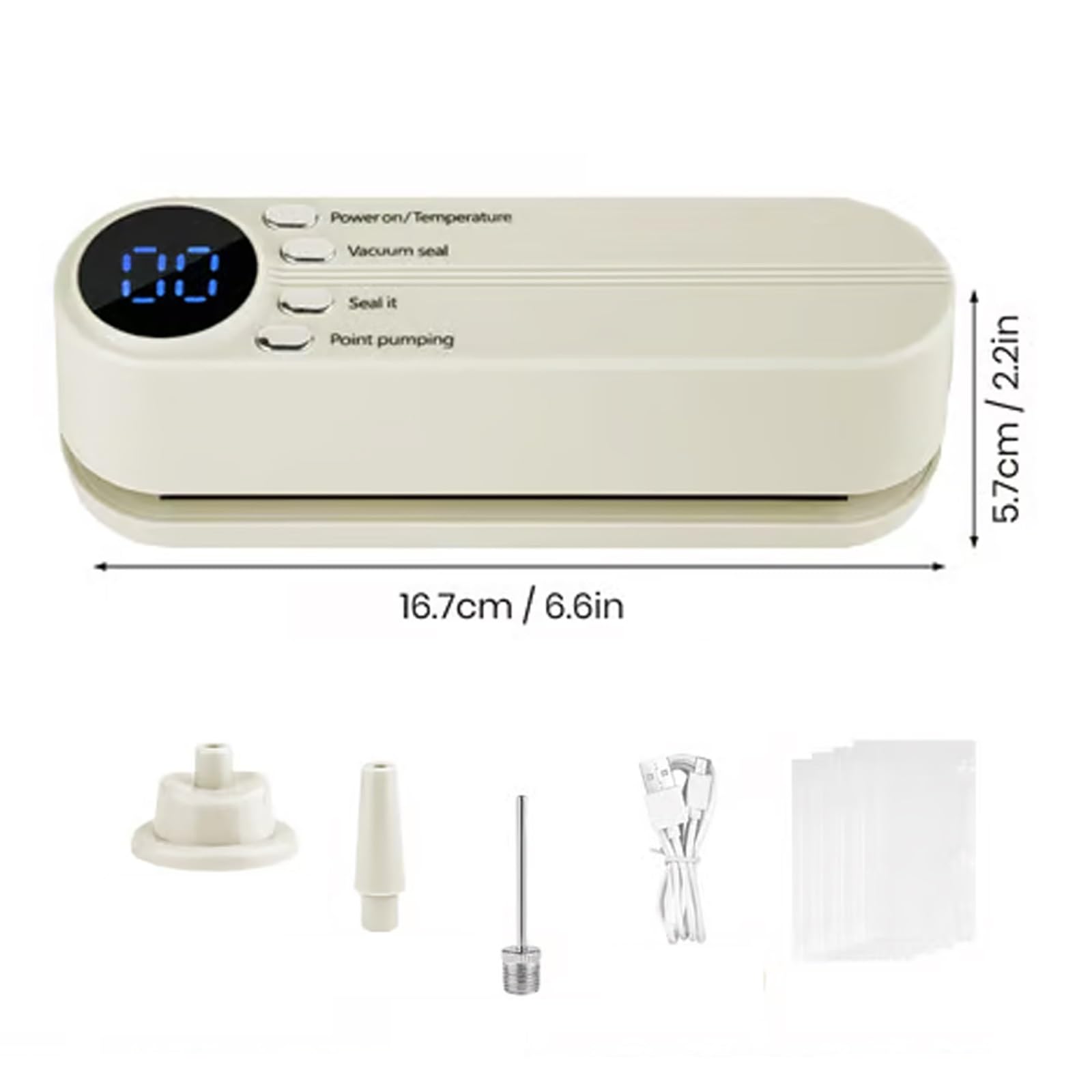 Selladora al vacío inalámbrica de mano, minimáquina 3 en 1, recargable, for almacenar alimentos, prensadora portátil for bolsas de papas fritas, selladora térmica for refrigerios, bomba de inflado.(Be