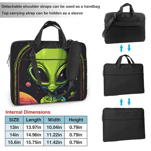 Housse ordinateur 15.6 pouces Alien vert pour déplacements urbains noir