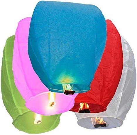 Chinese Flying Sky Lanterns 50 Pack Assorted Colors, Wish Paper Lanterns- for Festivals, Weddings, Backyard Parties
