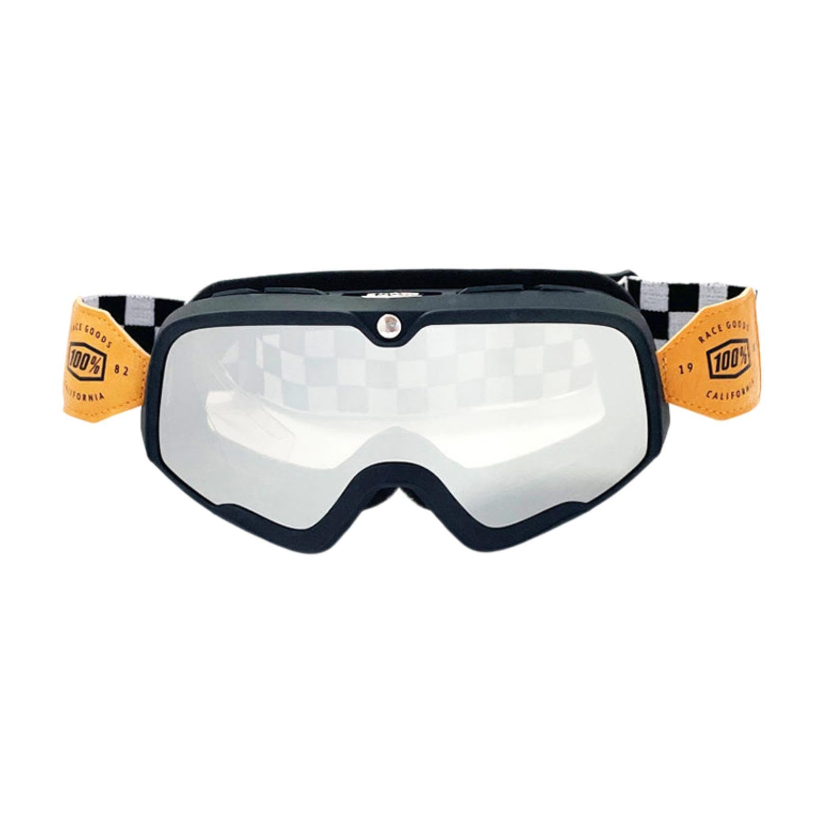 CALANDIS™ Motorcycle Goggles Windproof Protection Retro for Riding Scooter Checkered White | Sunglasses & Goggles | Cycling | Sporting Goods