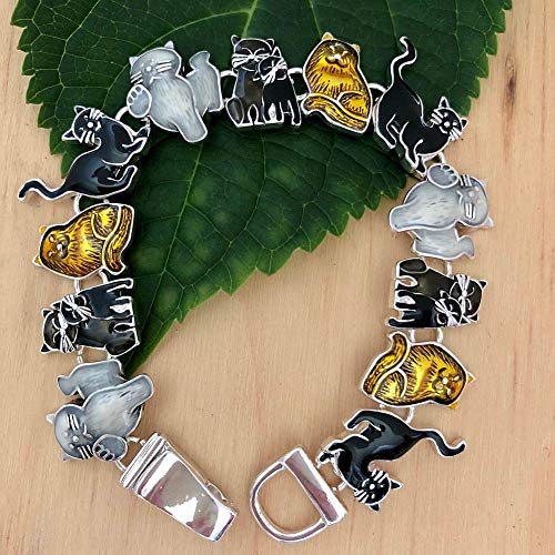 PammyJ Cat Bracelet Brown White and Black Cats3